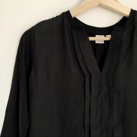 TWIK XS Black Long Sleeve Mixed Fabric Pleated Top - Picture 15 of 15